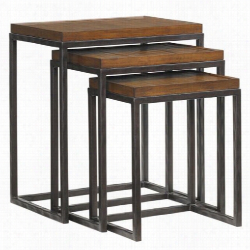 Tommy Bahama 536-942 Ocean Club Ocea Reef Nesting Table In Bali/dark Walnut