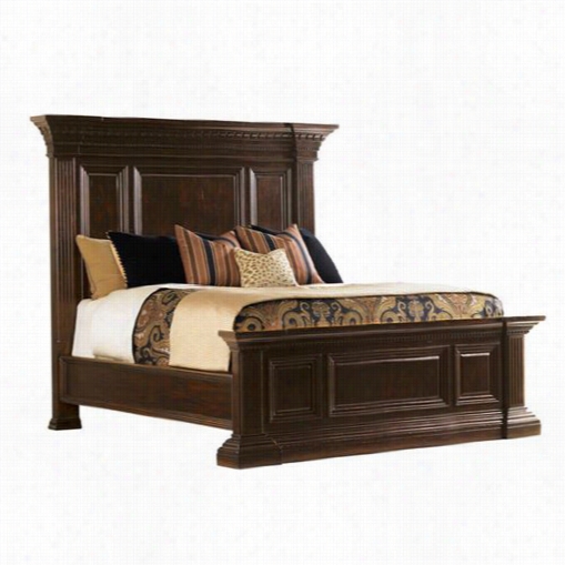 Tommy Bahama  548-143c Island Traditions Sutton Place Pediment Queen Bed In Dark Brown/windsor