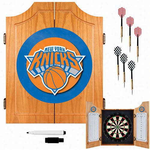 Trademark Home Nba7000-ny New York Knicks Nba Wood Dart Cabinet Set