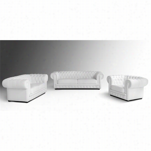 Vig Furniture Vgcasirwilliam-bl Divani Casa Sir William Bonded Leather Sofa Set In White