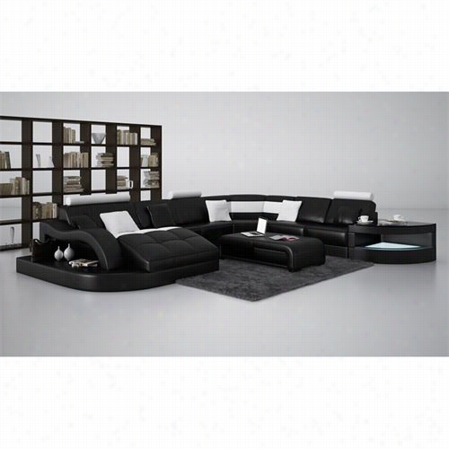 Vig Furniture Vgev640 Divani Casa Modern Bonded Leather Sectional Sofa In Black/white