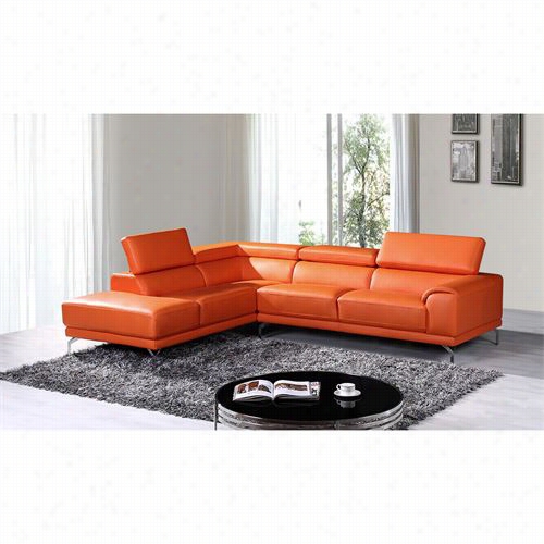 Vig Furniture Vgknk8214-top-org-laf Divani Casa Widteria Leather Sectional Soca In Oange With Left Facing  Chaise