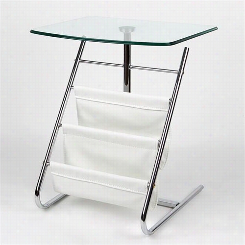 Whiteline Modern Living Sst1018-wht Bob Side Table With Tempered Clear Glass Top