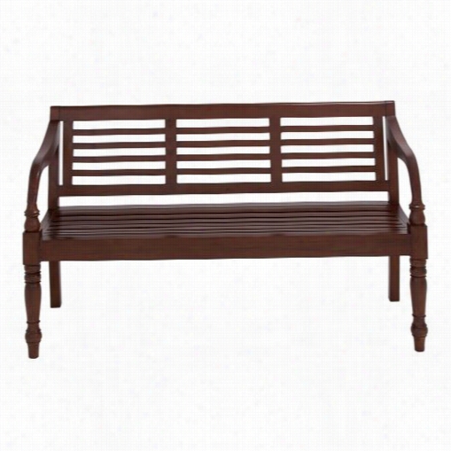 Woodland Imports 37723 35"" Wooden Bench With Glossy Brown Texture