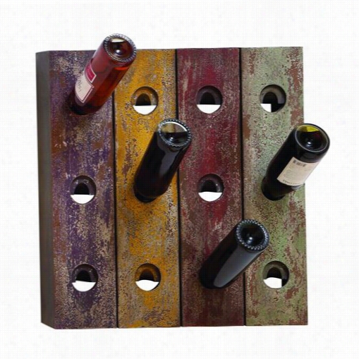 Woodlan Dmports 50935 Wall Wine Holder In Rustic Old Wih 12 Bottle Holees