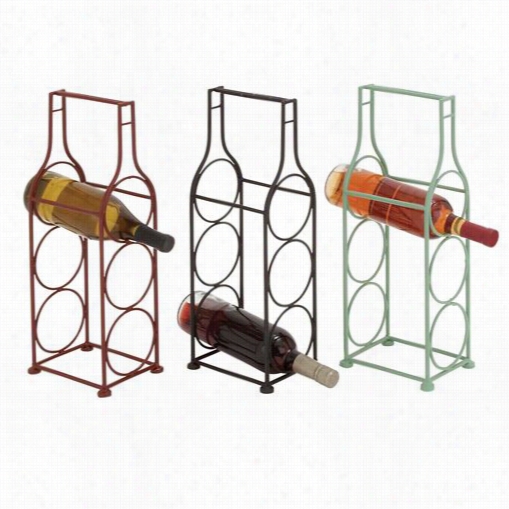 Woodland Imports 96974 The Simple Metal Wine Holder 3 Assorted