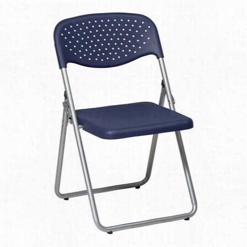 Worksmart Fc8000ns-7 Folding Chair In Blue With Plastic Seat And Back