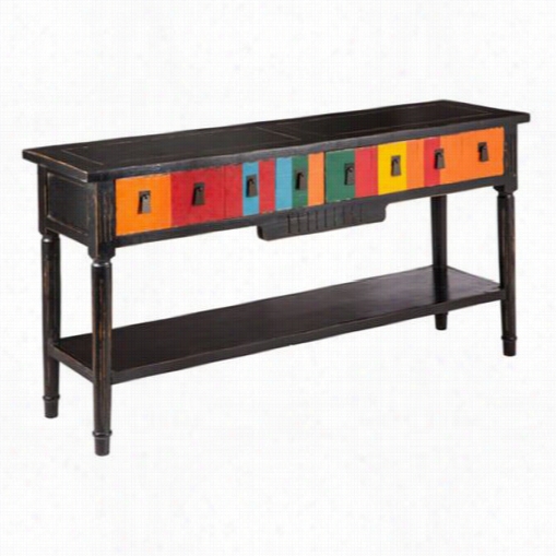 Zuo 98308 Vidal Console Table In Multicolor Distressed  Black
