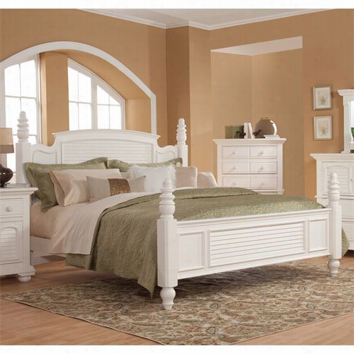 American Woodcrafters 6510-66pos Cottage Traditions Kig Placard Bed In Eggshell White