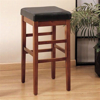 Armen Living Lcstbachbr30 Sonata 30"" Brown Leather Stationary Brstool In Cherry