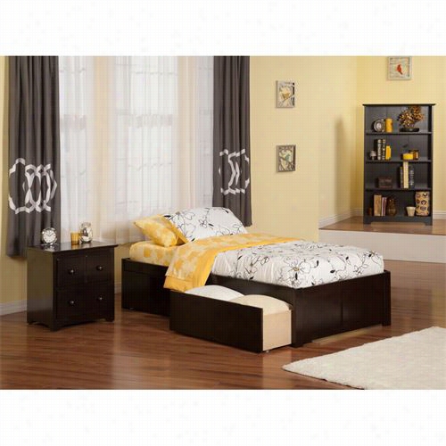 Attlantic Futniture Ar802211 Urban Concord Twin Bed With Flat Panel Footboard And 2 Urban Bed Drawers