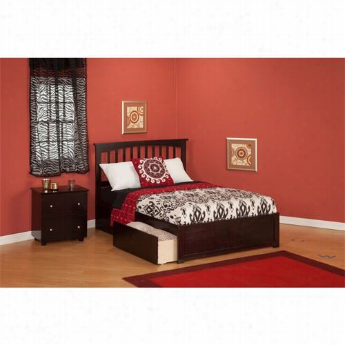 Atlantic  Furniture Ar873211 Mission Comprehensive Bed With Flat Panel Footboard And 2 Urban Bed Drawers