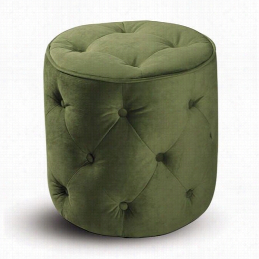 Avenue Six Cvs905-g28 Curves Tufted Round Ottoman In Spring Green Velvet