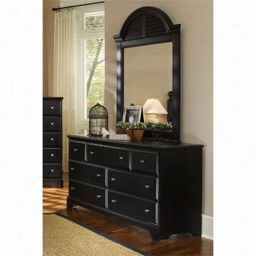 Carolina Furniture4 35700-436700 Midngiht Triple 7 Drawer  Dresser With 32"&qout; X 34"" Cottage Verticle Mirror  In Black