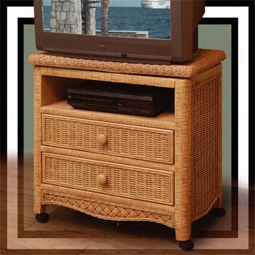Chasco Designs 4674-2tv Kona 2-drawer Swivel Top Tv Ministry With Glass And Casters