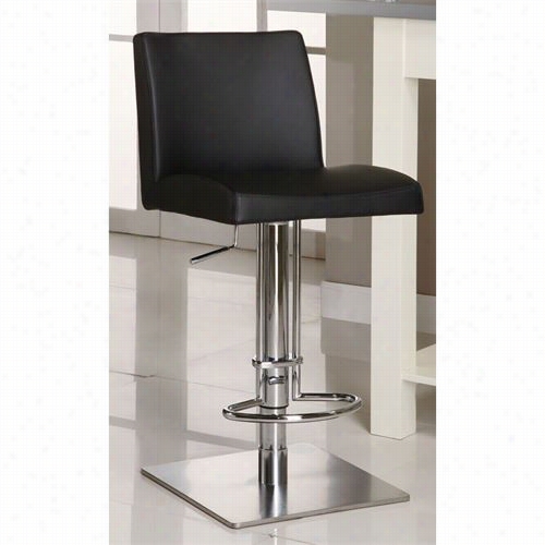 Chitnaly Imports 0814-as 17-1/3""w Pneumatic Aeriform Fluid Lift Aadjustable Height Swivel Stool In Brusheed Stainless Steell