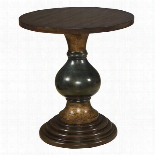 Coast To Shore 67427 Round Accent Table In Kents Brown And Green And Gold