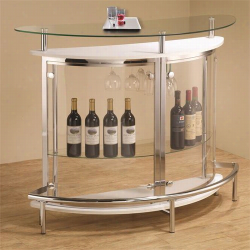 Coaster Furniture 101066 Contemporary Bar Uni In White With Clear Acryli C  Fronnt