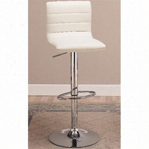 Coaster Furniture 120345 14-3/4"" Contemporary Upholstered Bar Stool In Chrome With White Fabric - Set Of2