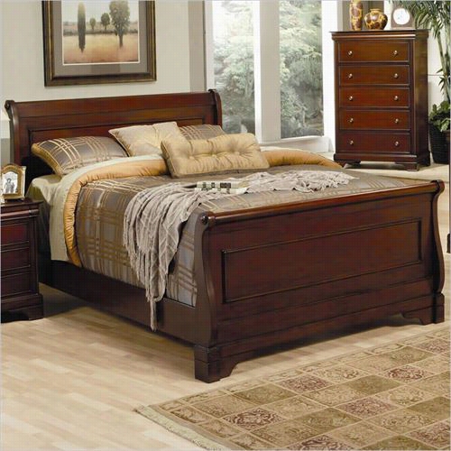 Coastr Furni Ture 201481ke Veersailles King Sleigh Bed In Mahogany With Deep Stain