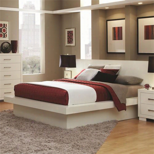 Cosater Movables 202990q Jessica Quene Platform Bed With Rail Seating And Lights In Crisp White