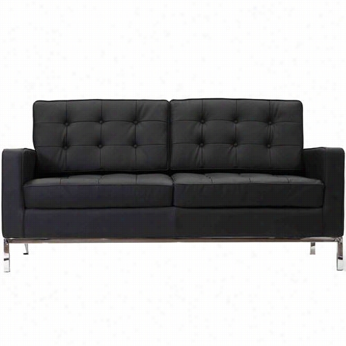 East Termination Imports  Eei-185-blk Lof T Loveseat In Pure Bkack Leather