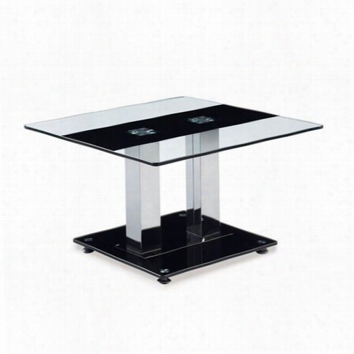 Global Furnit Ur Et2108et End Table In Clear Glass With Dismal Sttripe