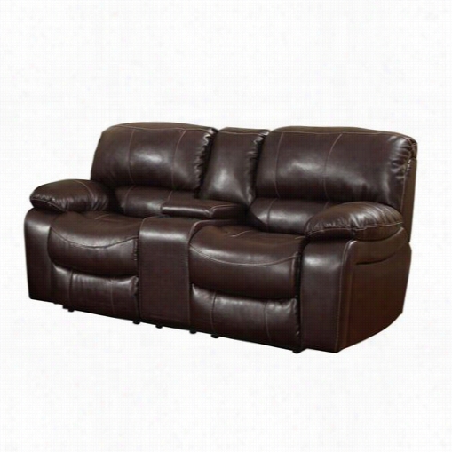 Gllobal Furniture U8122(2007)-rv-cr--l Bonded Leather Console Leaning Loveseat In Burgundy