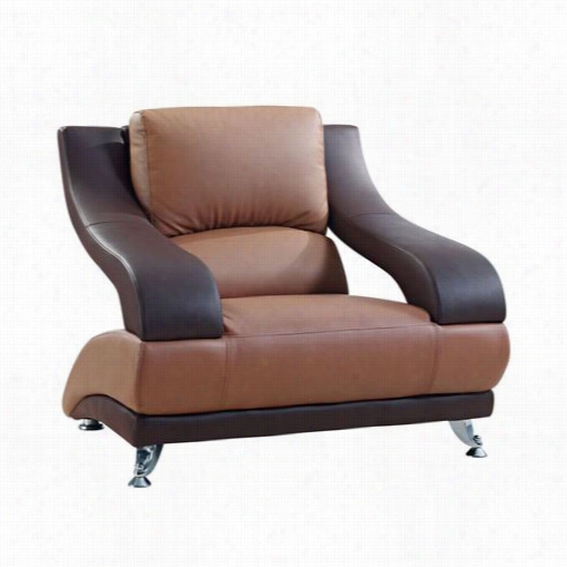 Global Furniture U982-rv-t-br-ch 4 0"&qquot; Bonded Leather Chair In Brown / Dark Brown