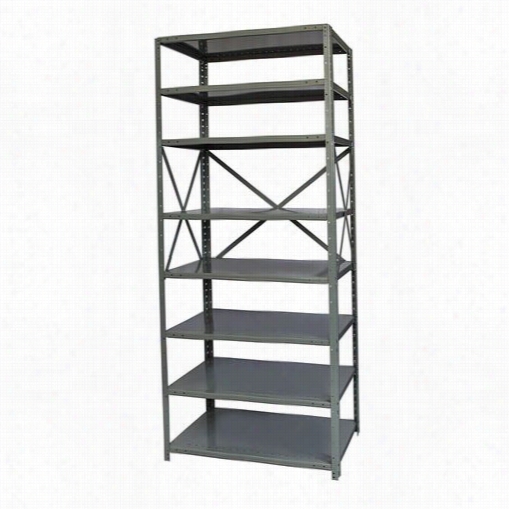 Hallowell F7513-24hg 36""w X 24"&qu Ot;d X 87""h 8 Adjustable Shelves Stan D Alone Unit Open Style With Sway Braces Hi-tech Free Standing Shelving In Gray