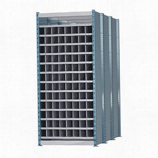 Hallowel Lhdb96-72pb 36""w X 72""d X 87""h 13 Shelves Starter Unit Close Dstyle Shelves And Dividers Deep Bin Shelving In  Marine Blue/platinum