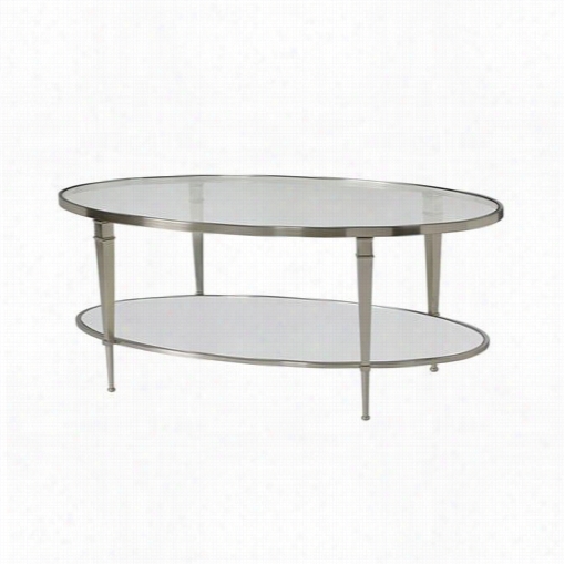 Hammary 173-912 Malllory Oval Cocktail Table In Satin Nickel / Antique Pattern