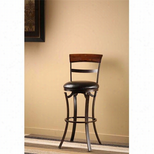 Hillsdla Furniture 492-830 Kenned Swivel Bar Stool In Balck/gold With Cherry Pajel Top