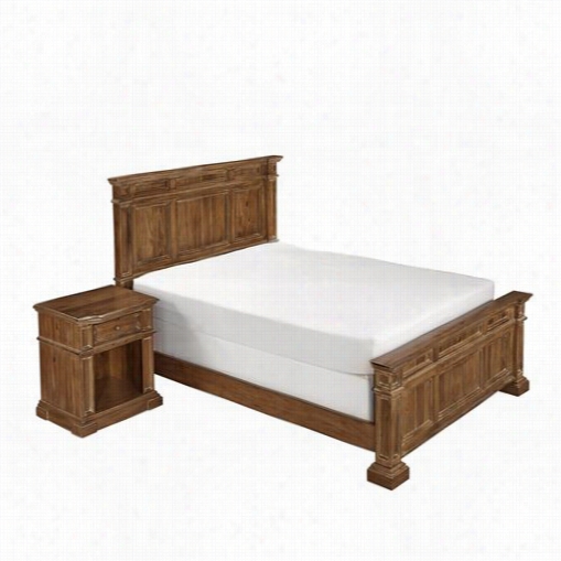 Home Styles 5000-6023 Americana Vintage King Bed And Night Stand  In Distressed Natural Acacia