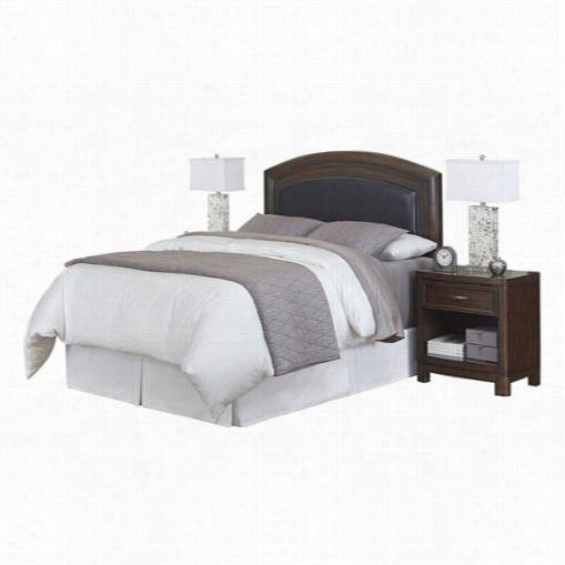 Home Styles 5549 -5018a Crscen Hhill Queen Leather Upholstered Headboard And Two Night Stands