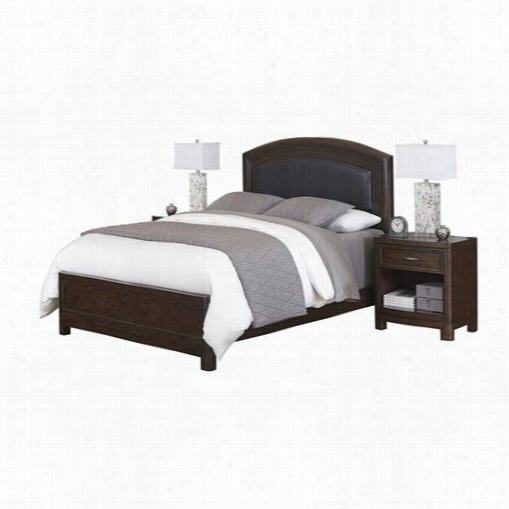 Fireside Stlyes 5549-502a9 Crescent Hill Queen Leather Upholstered Bed And Two Night Sstands In Two-tone Tortoise Shel