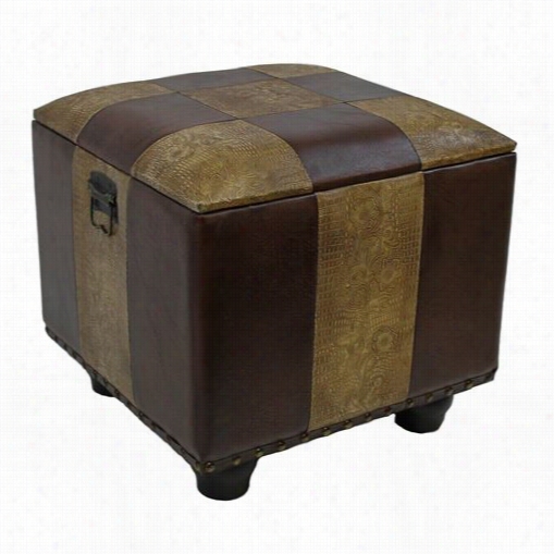 International Ccaravan Ywlf-2188 Square Faux Leather Ottiman With Lid