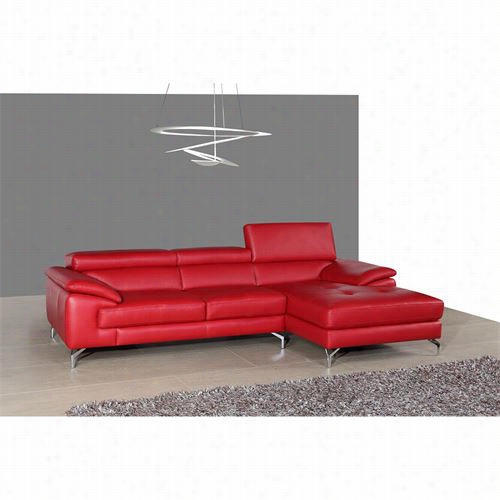 J&m Funriture 179061-rhfc A973b Italian Leather Rkght Hand Facing Sectional In Red