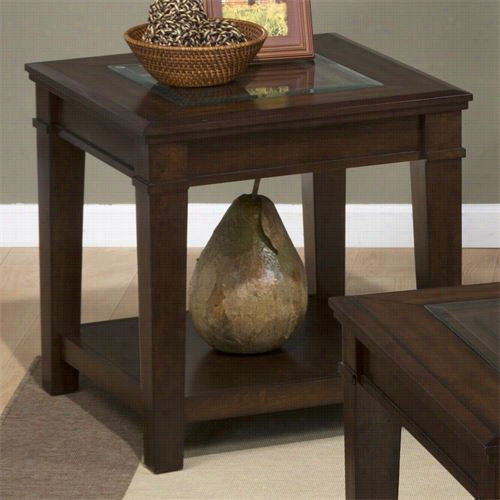 Jofran 334-3 Raissed Panel Top End Table In Lexington Brown