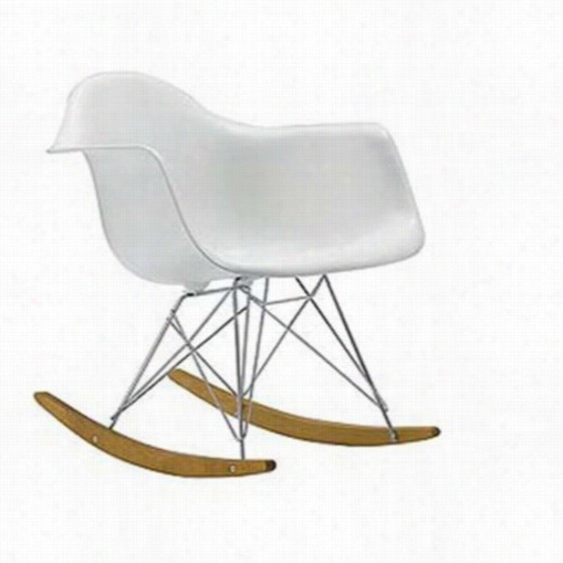 Mobital Clas Sic-contmeporary-prio-rocker Privo Rocker In White Fiberglass Attending Walnut Base