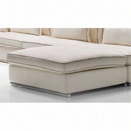 Mobital Gamo-ottoman-wh Gamo O Ttoman With Off White Fabric Browwn Piping