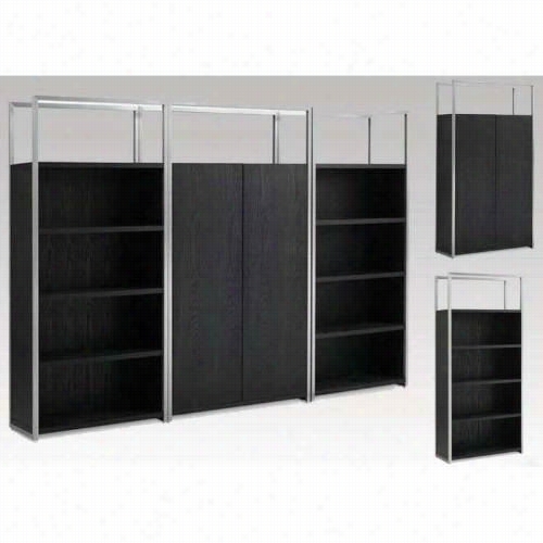 Mobital M-d-l-span-office-32in.shelf-bk Spa N 32"&qu Ot; Office Shelf In Ash Black With Brushed Stainless Steel