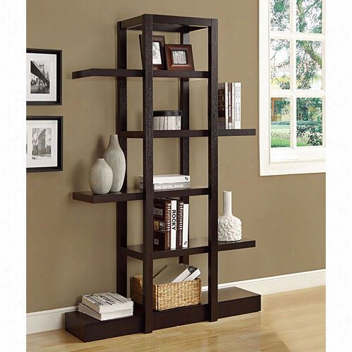 Monarch Specialties I2541 71""h Exposed Concept Display Etagere In Cappuccino