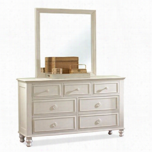 Riverside 16762-16763 Placcid Cove Seven Drawer Dresser Wwith Rectangle  Mirror In Honeysuckle White