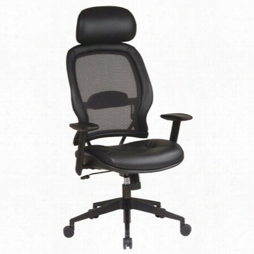 Space Seating 57906e Professional Air Grid Chaiir With Eco Leather Sat And Adjustable Headrest