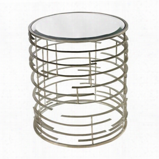 Sterlibg Induustries 114-92 Conte Mporary Sculptural Metal Work Side Table With Clear Glass Top