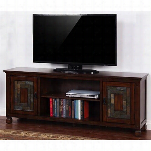 Sunny Designs 3537dh-74 Dark Hazeljut 74"" Tv Console Withslate