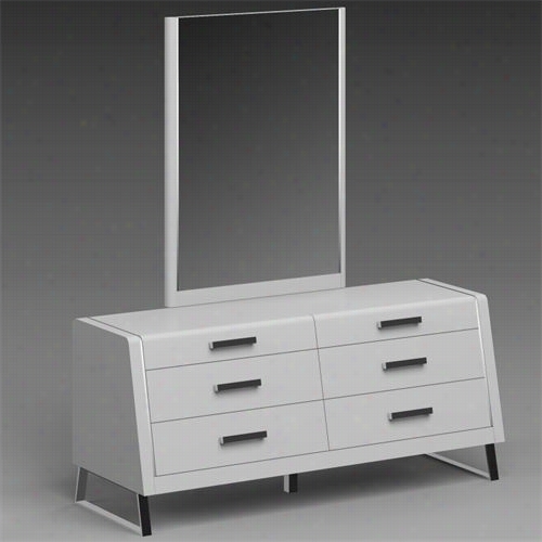 Whiteline Moern Living Dr1181-wht-mmr1181-wht Bahamas Dresser With Mirror In High Glosss Happy