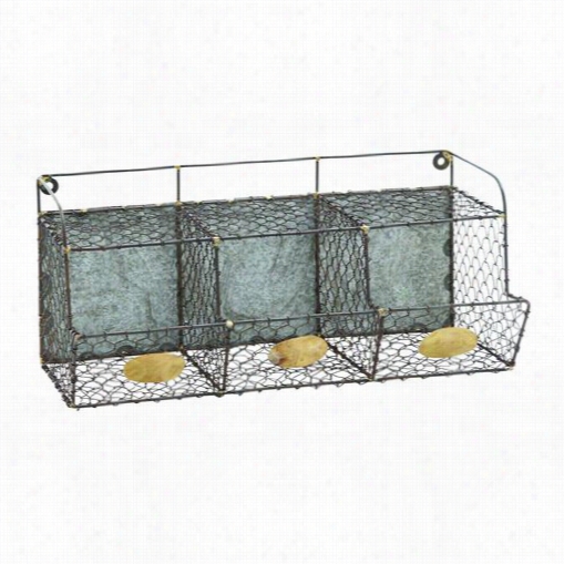 Woodland Import S4910 5hand Crafted Country Inspired Metal Wire Wa Ll Rack With 3 Sections