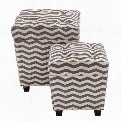 Woodland Import S 56609 The Funky Wood Fabric Ottoman - Set Of 2